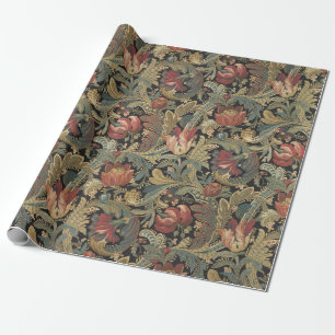 Papier Cadeau Riche brocart de tapisserie florale antique victor