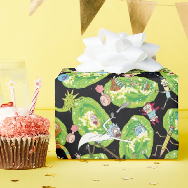 Papier Cadeau RICK ET MORTY™ | Motif de portails en panne (Fête d'anniversaire)
