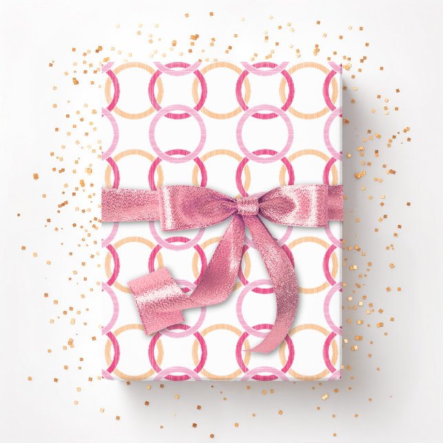 Papier Cadeau Ring Toss Interlocking Circles in Pink and Orange (Créateur téléchargé)