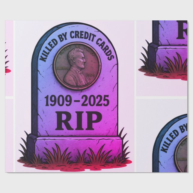 Papier Cadeau   RIP Lincoln Penny – Inflation Tombstone Design  (Plat)