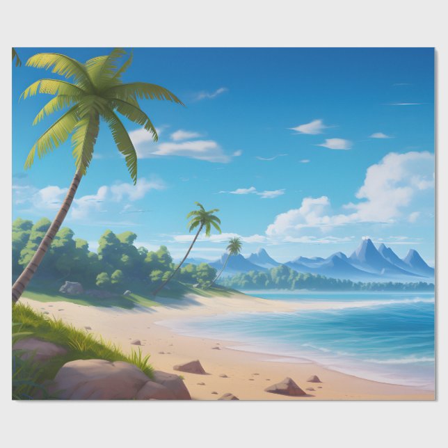 Papier Cadeau Rivage de plage sablonneuse d'île océanique tropic (Plat)