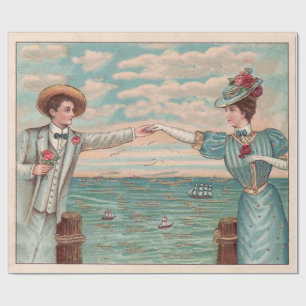 Papier Cadeau Robe de mariage océanique amoureux de la plage vic