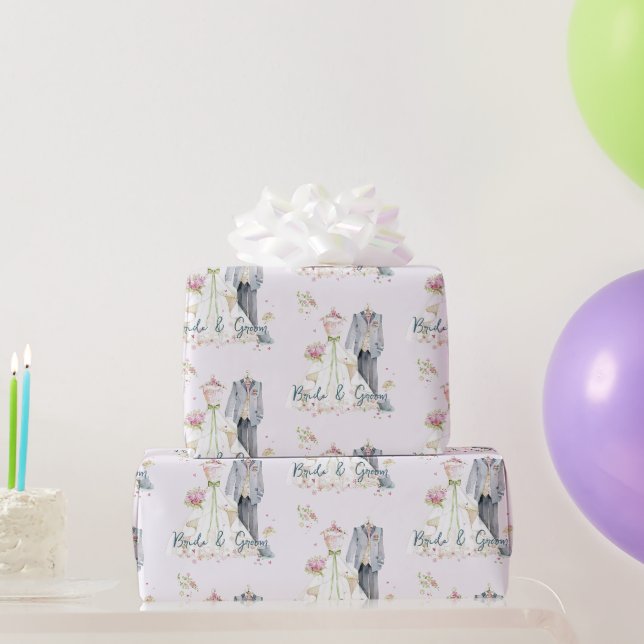 Papier Cadeau Robe de mariée de mariés  (Cadeaux de fête)