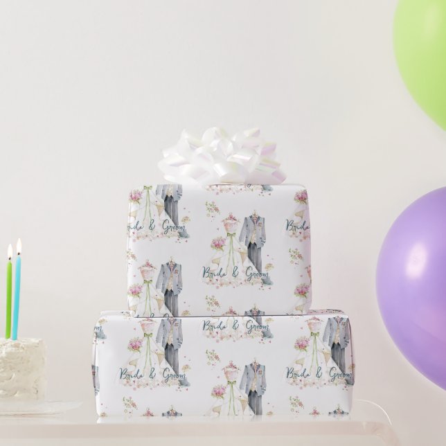 Papier Cadeau Robe de mariée de mariés  (Cadeaux de fête)