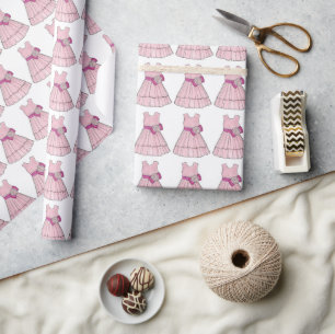 Papier Cadeau Robe Mariage Fleur Rose Fête de la mariée