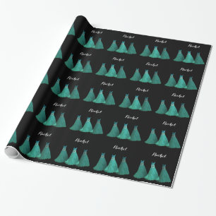 Papier Cadeau Robe turquoise de demoiselle d'honneur Nom personn