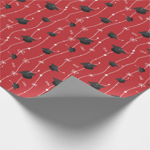 Papier Cadeau Robinet de graduation rouge et ruban