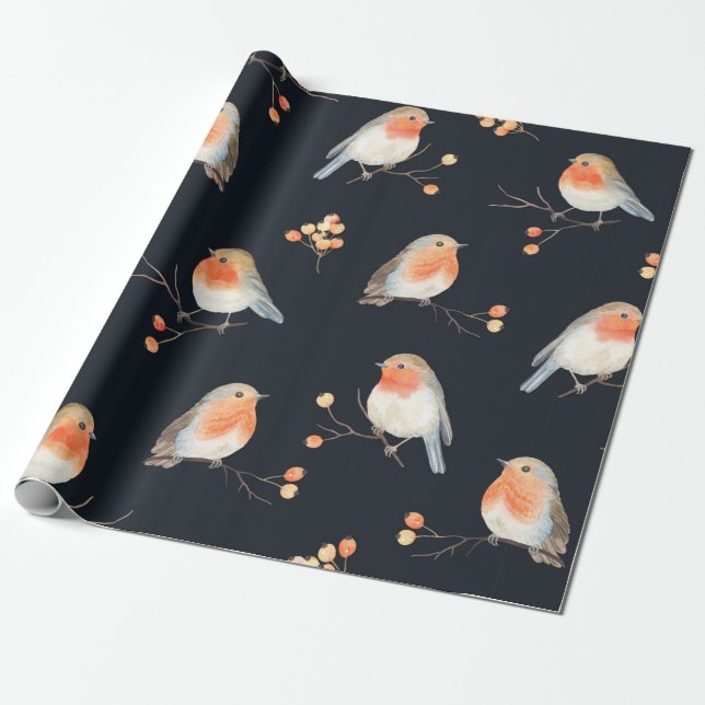 Papier Cadeau Robinets et baies roulent sur des branches sèches, (Déroulé)