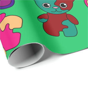 Papier Cadeau Robot de chat Puzzle Jouet coloré brillant mignon