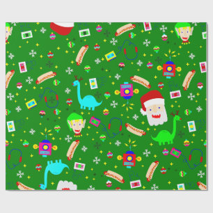 Papier Cadeau robot de Noël moche santa claus hotdog dinosaur