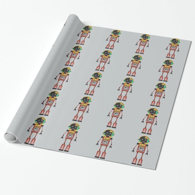 Papier Cadeau Robot radio rétro (Déroulé)