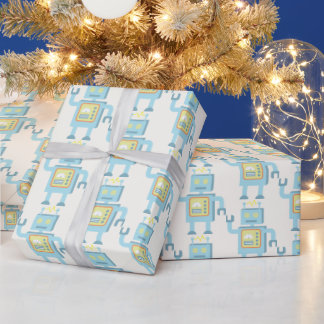 Papier Cadeau Robot Rétro