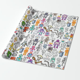 Papier Cadeau Robot Robotics World Wrapper Paper