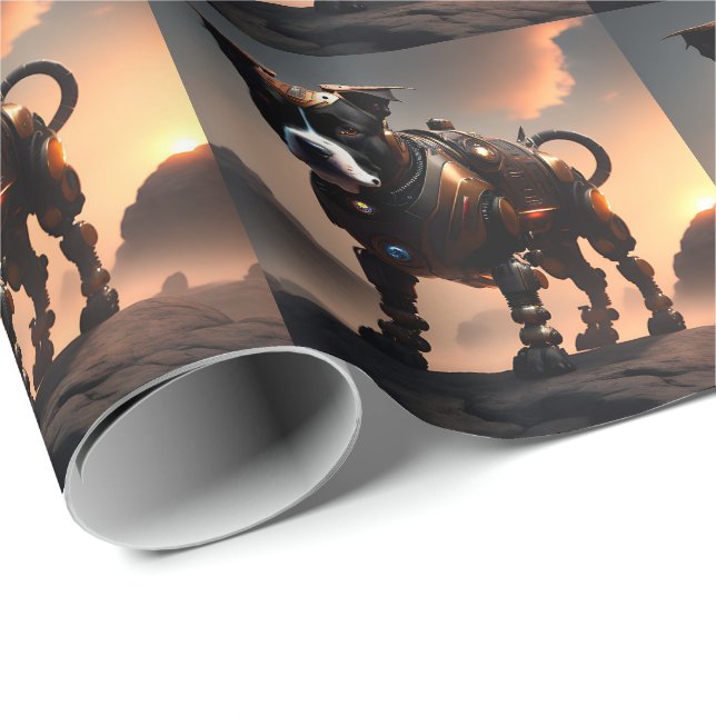 Papier Cadeau Robot Staffordshire Bull Terrier, Papier enveloppa (Coin rond)