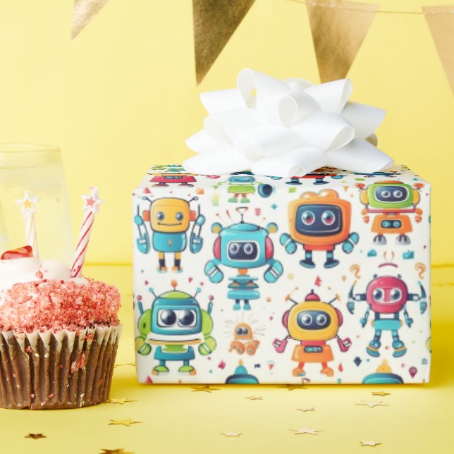 Papier Cadeau Robots (Fête d'anniversaire)