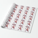 Papier Cadeau Rockin Christmas, Père Noël rocking avec Guitar In<br><div class="desc">Design de Noël amusant avec une illustration du Père Noël qui se balançait avec une guitare de cerf. Parfait pour Noël,  guitariste et amoureux de guitare. Noël de Rockin.</div>