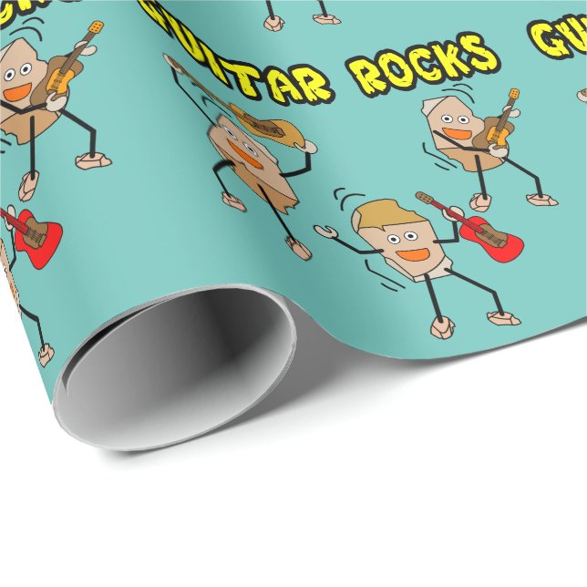 Papier Cadeau Rocks de guitare (Coin rond)