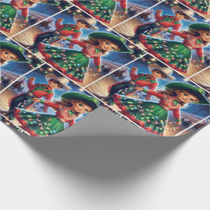 Papier Cadeau Rodeo Cowboy Enfants Twirling lumières de Noël