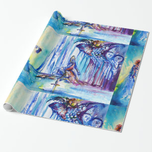 PAPIER CADEAU ROI ARTHUR, DAME DU LAC ET EXCALIBUR