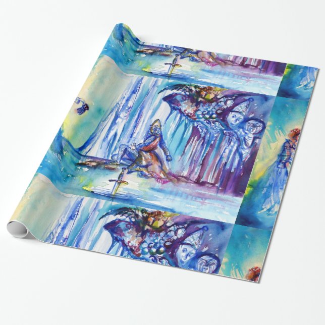 PAPIER CADEAU ROI ARTHUR, DAME DU LAC ET EXCALIBUR (Déroulé)