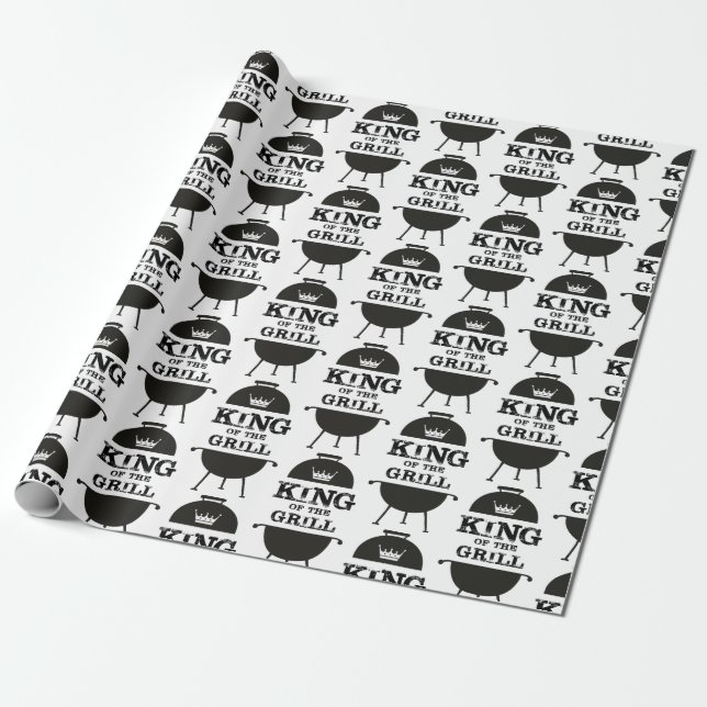Papier Cadeau Roi Du Grill, Couronne Blanche Noire (Déroulé)