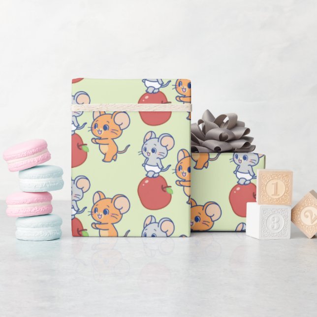 Papier Cadeau Rollage Anime Tuffy et Jerry Apple (Baby Shower)