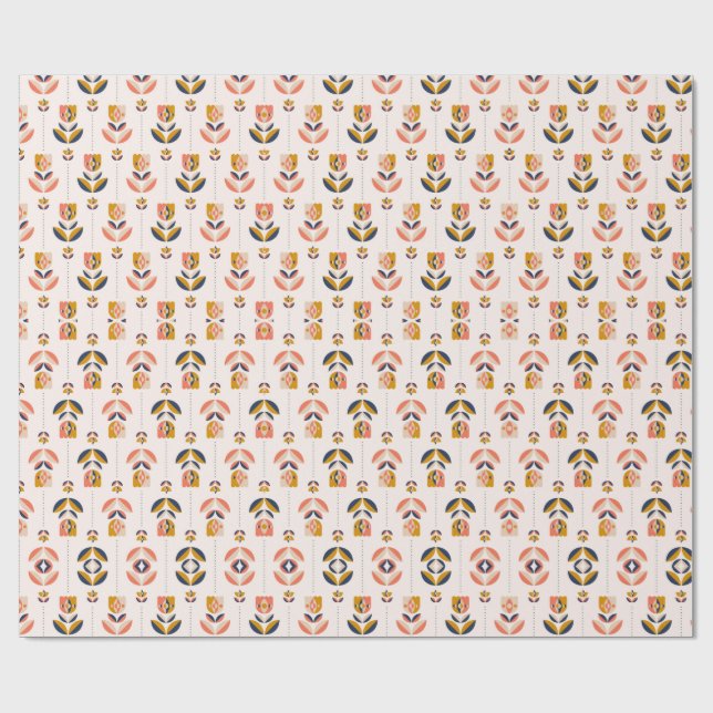 Papier Cadeau Rolled pink floral wrapping paper with a repeated  (Plat)