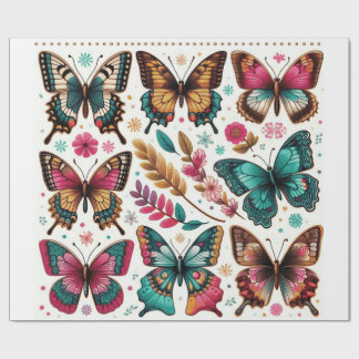 Papier Cadeau rolo de papel de presente com estampa borboletas