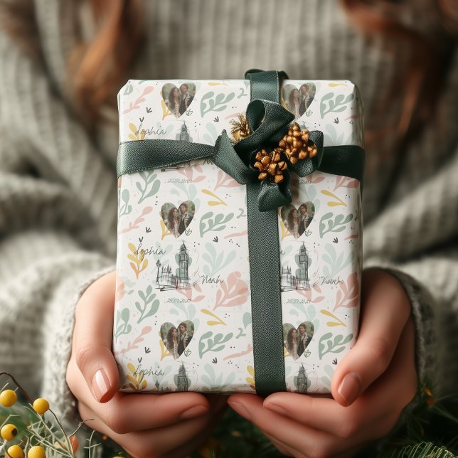 Papier Cadeau Romance de Londres personnalisée avec photos et no (Créateur téléchargé)