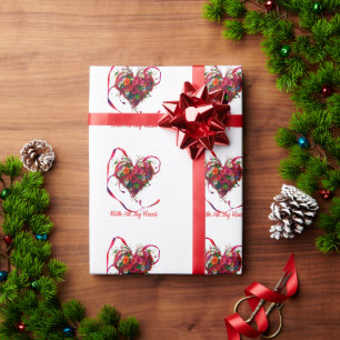 Papier Cadeau Romantic Floral Heart