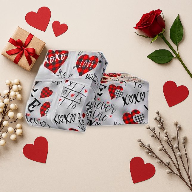 Papier Cadeau Romantic Red Plaid Valentine Design (Créateur téléchargé)