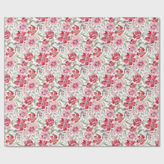 Papier Cadeau Romantic Watercolor Florals Red and Pink Florals