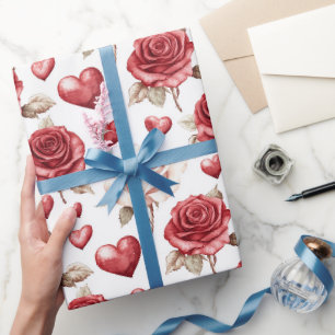Papier Cadeau Romantique Amour Mariage de coeur