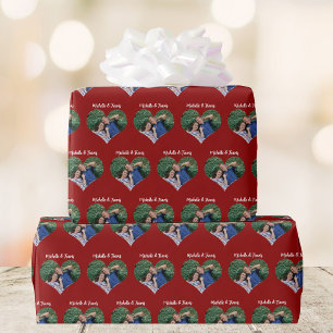 Papier Cadeau Romantique Couple Photo Coeur rouge Saint Valentin