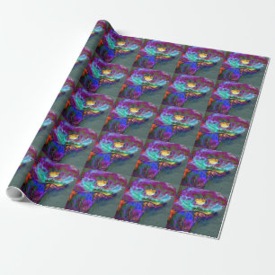 Papier Cadeau Romantique élégant violet turquoise peinture de fl