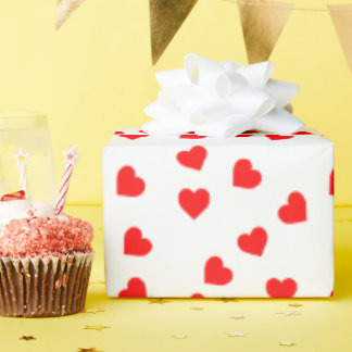 Papier Cadeau Romantique Joueur Motif de Coeur Rouge Blanc