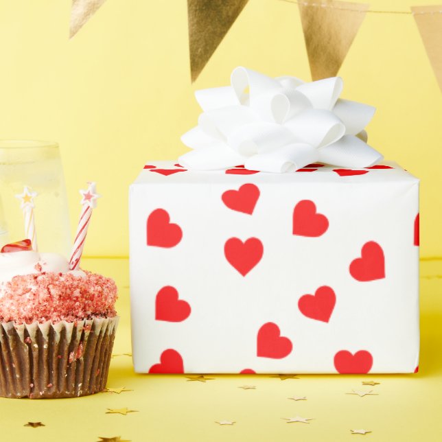 Papier Cadeau Romantique Joueur Motif de Coeur Rouge Blanc (Fête d'anniversaire)