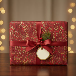 Papier Cadeau Romantique Rouge Bold Damask Paisley Bold Floral
