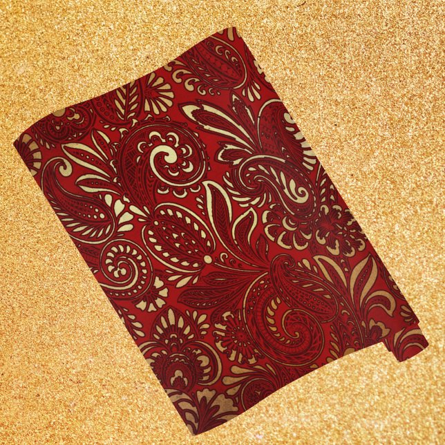 Papier Cadeau Romantique Rouge Bold Damask Paisley Bold Floral (Créateur téléchargé)