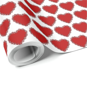 Papier Cadeau Romantique Valentine Amour Red Hearts Motif
