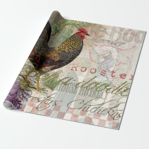 Papier Cadeau Rooster vintage Français Collage Ferme Animaux dom