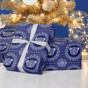 Papier Cadeau Rosace bleu ou rouge pour bébé&enfant
