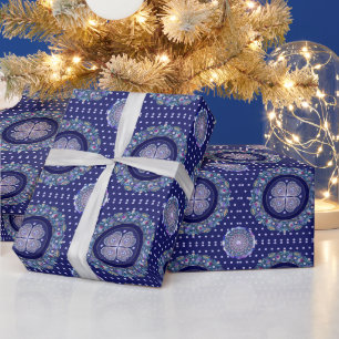Papier Cadeau Rosace bleue