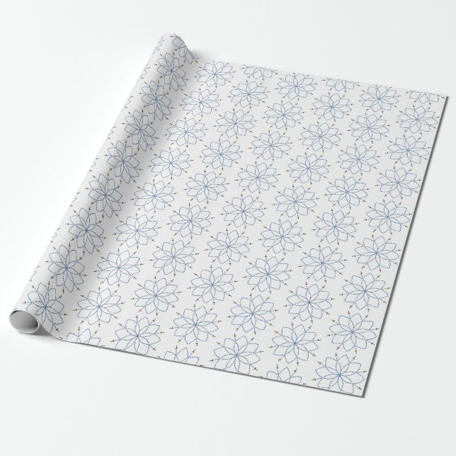 Papier Cadeau Rosaire Fleur Bleue en Fleur (Déroulé)
