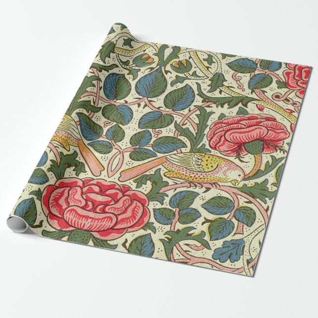Papier Cadeau Rose 1883 William Morris (Déroulé)