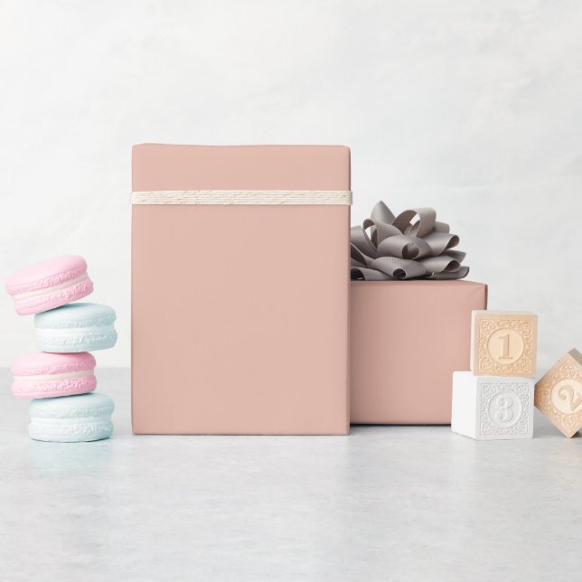 Papier Cadeau Rose Abricot Doux Uni (Baby Shower)