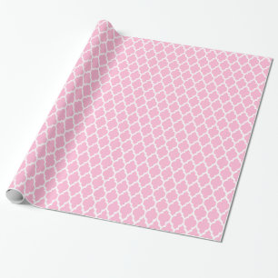 Papier Cadeau Rose Barbe à Papa Motif Quatrefoil Marocain #4