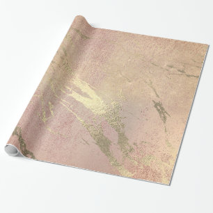 Papier Cadeau Rose Blancs Strokes Skin Gold Marble Spark