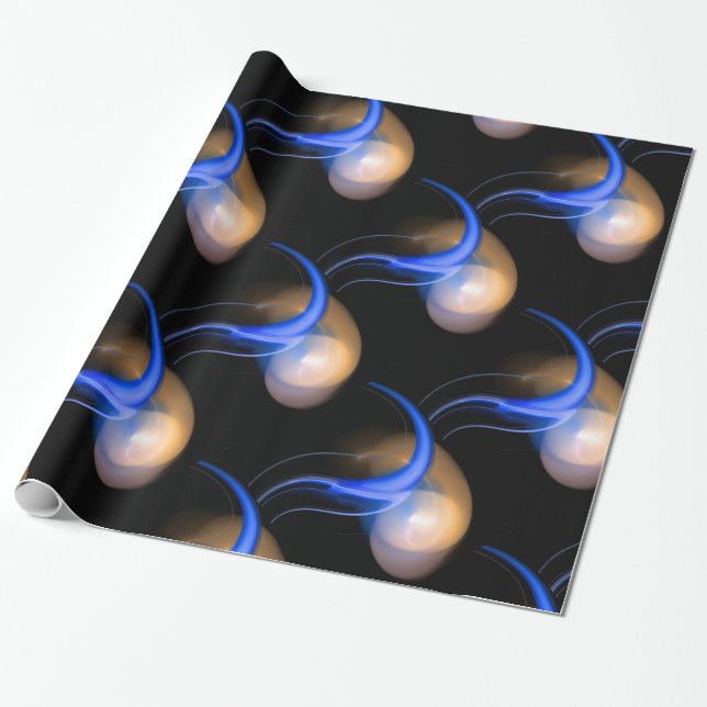 PAPIER CADEAU ROSE BLEUE PEARLS ALIENS BLANCS (Déroulé)