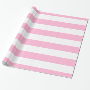 Papier Cadeau Rose Bonbon et Blanc Motif à Rayures XL